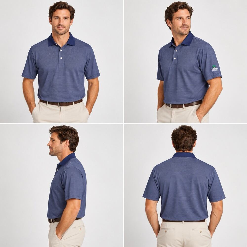Peter Millar Men’s XL Cotton Golf Polo Navy Microstripe Club Logo